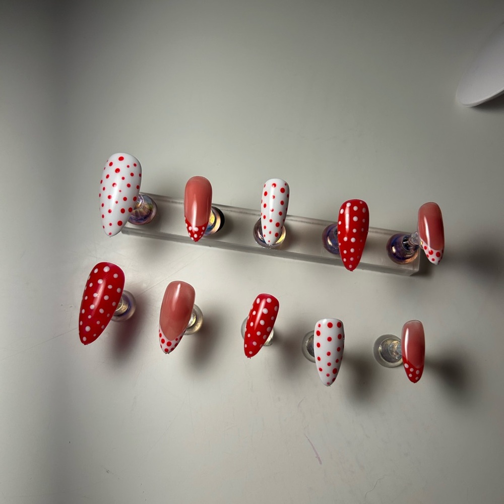 Red and White Polka Dot Press-On Nails